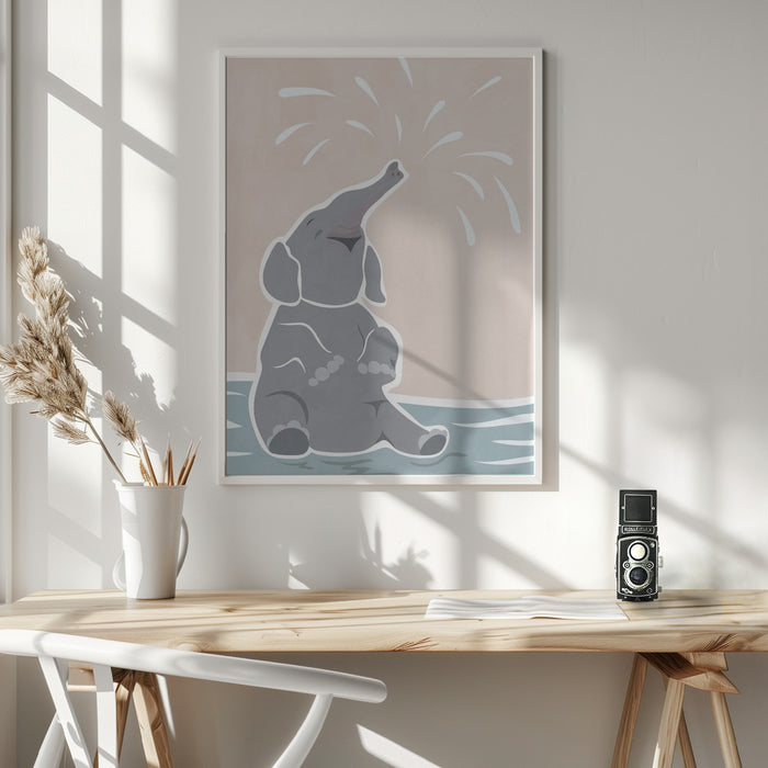 Cute scandi elephant children's art Framed Art Modern Wall Decor