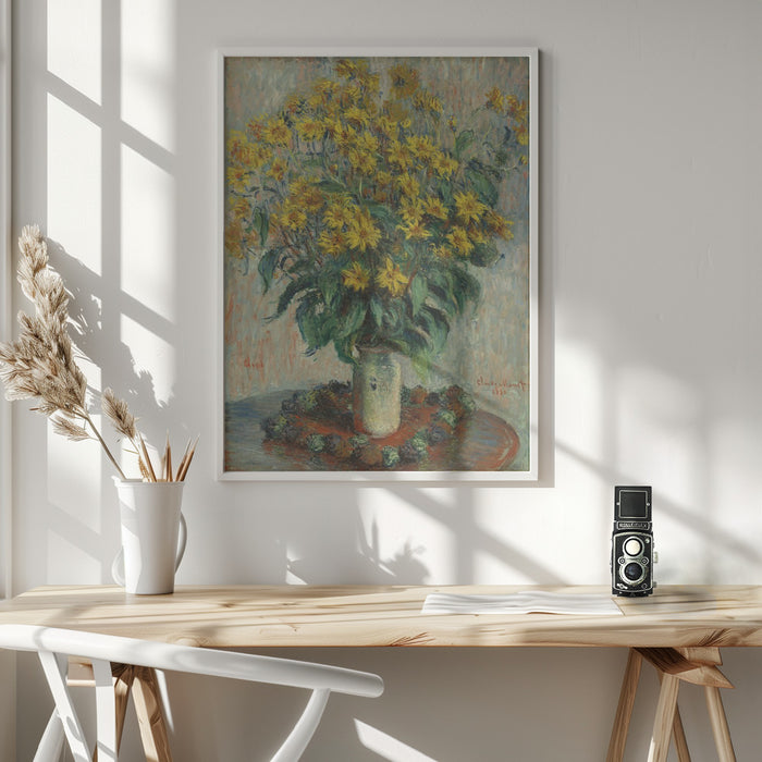 Jerusalem Artichoke Flowers Framed Art Modern Wall Decor