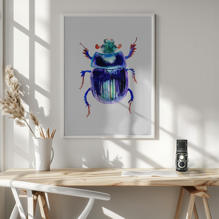 Earth-boring dung beetle or Anoplotrupes stercorosus Framed Art Modern Wall Decor