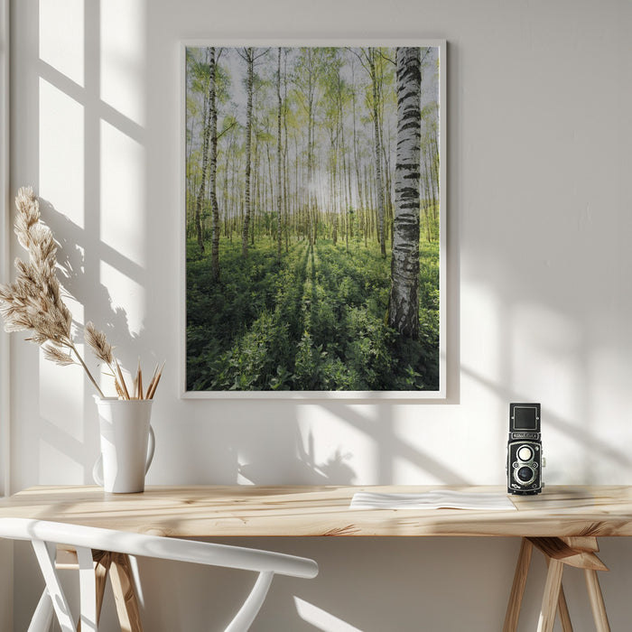 Birch Grove vertical Framed Art Modern Wall Decor