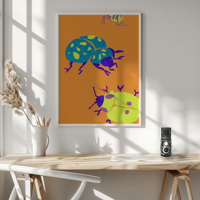 Sunny Ladybugs Framed Art Modern Wall Decor