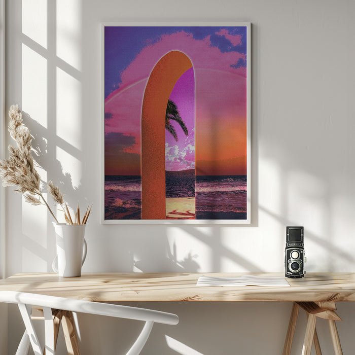 Portal Vaporwave Framed Art Modern Wall Decor