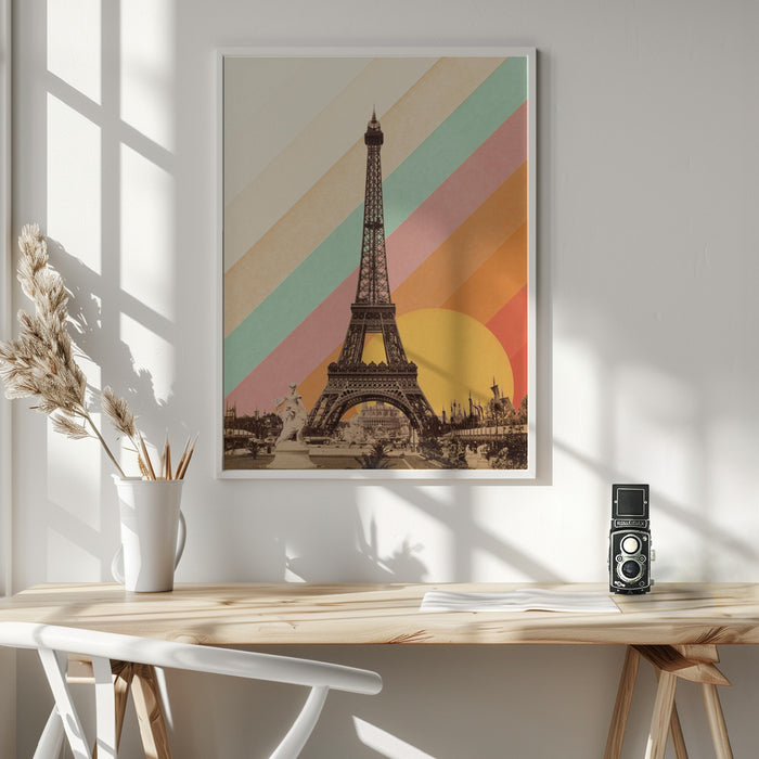 Eiffel Tower Rainbow Framed Art Modern Wall Decor