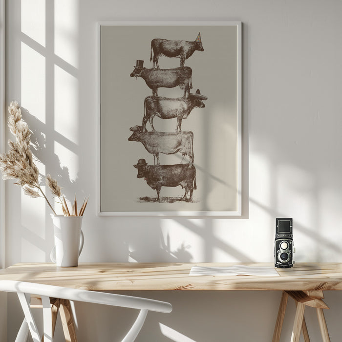 Cow Cow Nuts Framed Art Modern Wall Decor