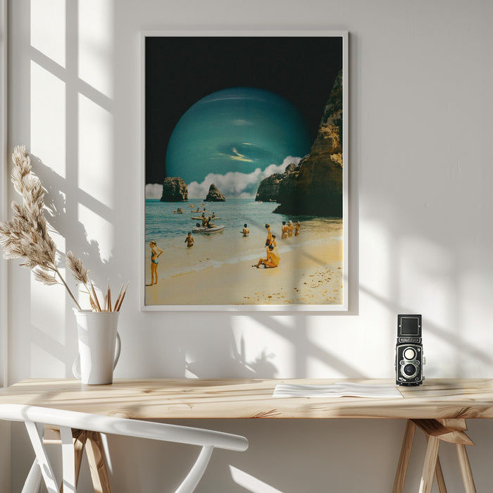 Space Beach Framed Art Modern Wall Decor