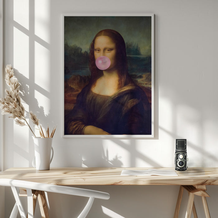 Mona Lisa Bubble Gum Framed Art Modern Wall Decor