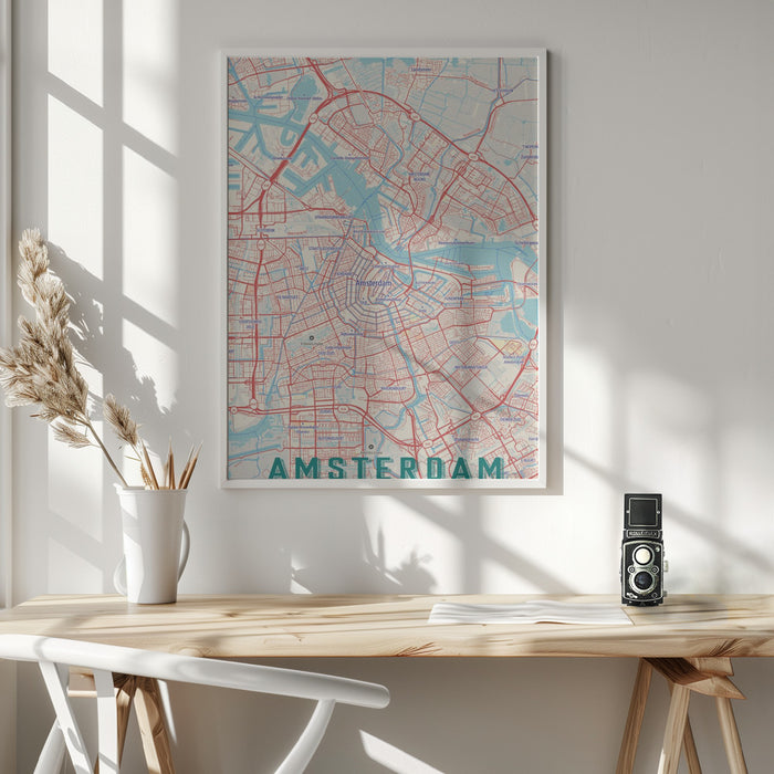 Retro Map   Amsterdam Framed Art Modern Wall Decor