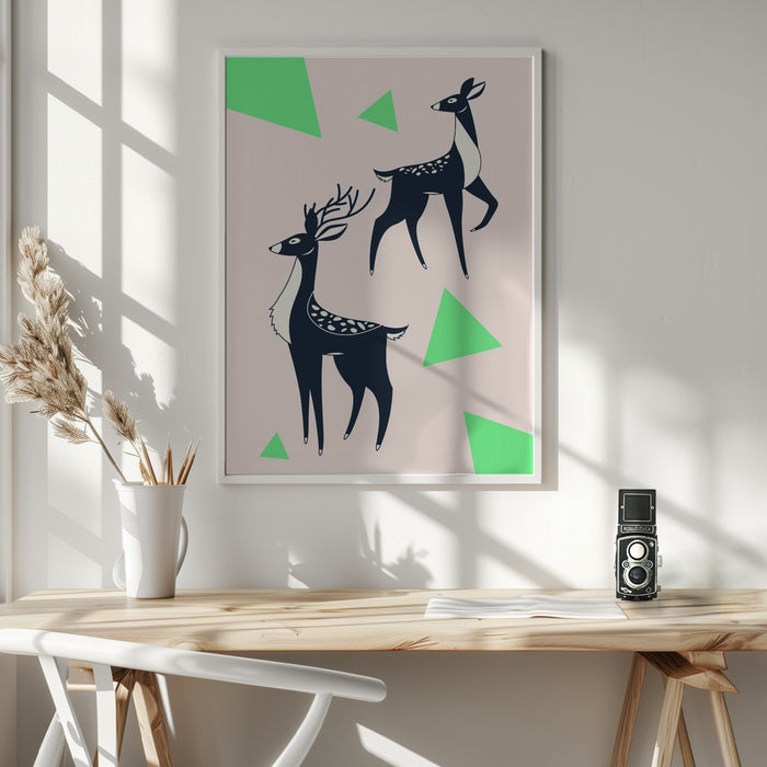 Abstract Deer #2 Framed Art Wall Decor