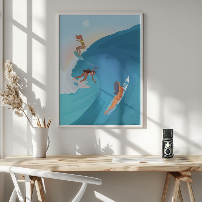 Surfers Framed Art Modern Wall Decor