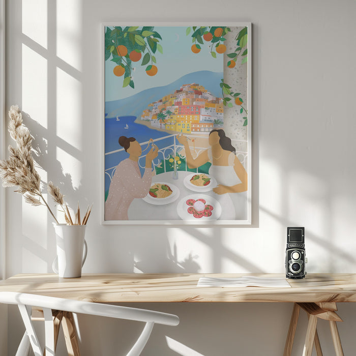 Girls in Positano Framed Art Modern Wall Decor