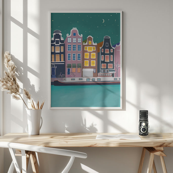 Amsterdam by night Framed Art Modern Wall Decor