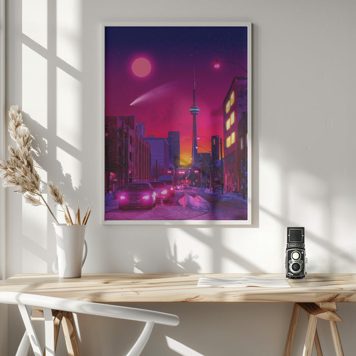 Neon City Framed Art Modern Wall Decor