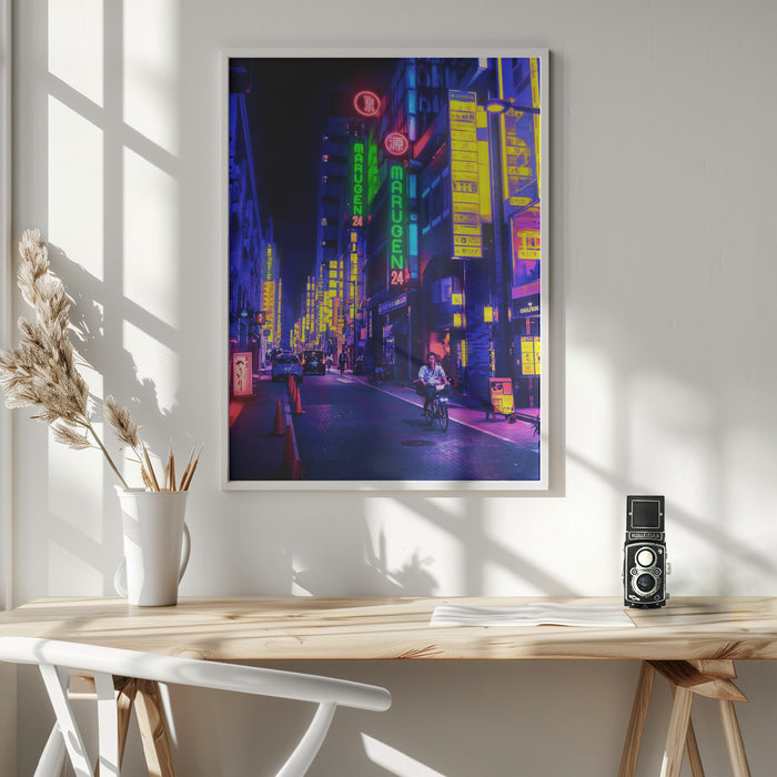 Neon Street Framed Art Modern Wall Decor