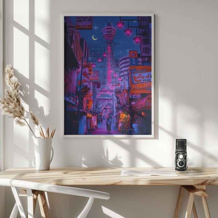 Osaka Lights Framed Art Modern Wall Decor