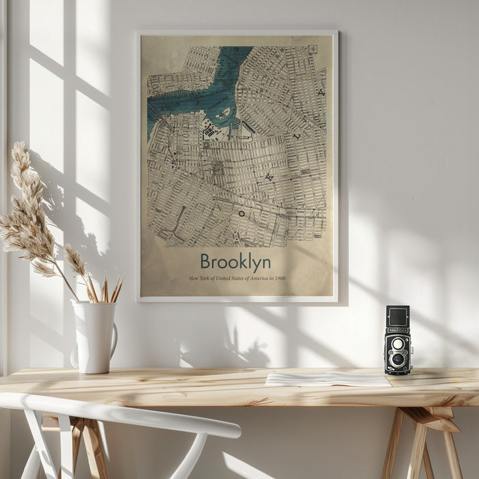 Brooklyn map Framed Art Modern Wall Decor