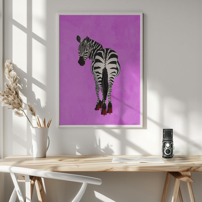 Zebra Shoes pink Framed Art Wall Decor