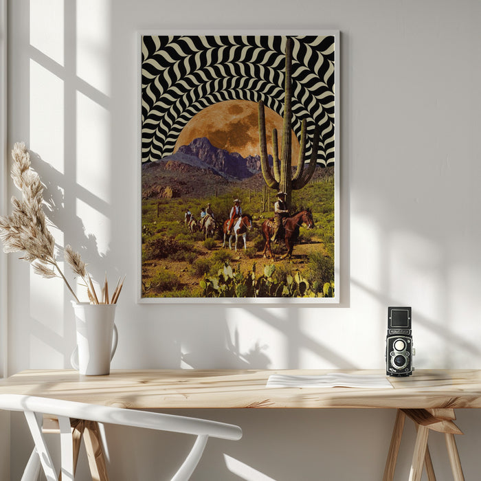 Illusionary Cowboys Framed Art Modern Wall Decor