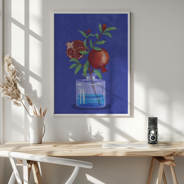 pomegranate in Vase Framed Art Modern Wall Decor