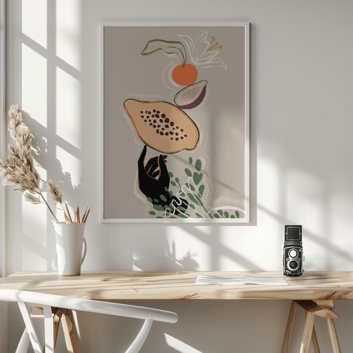 Balancing Fruits Framed Art Modern Wall Decor