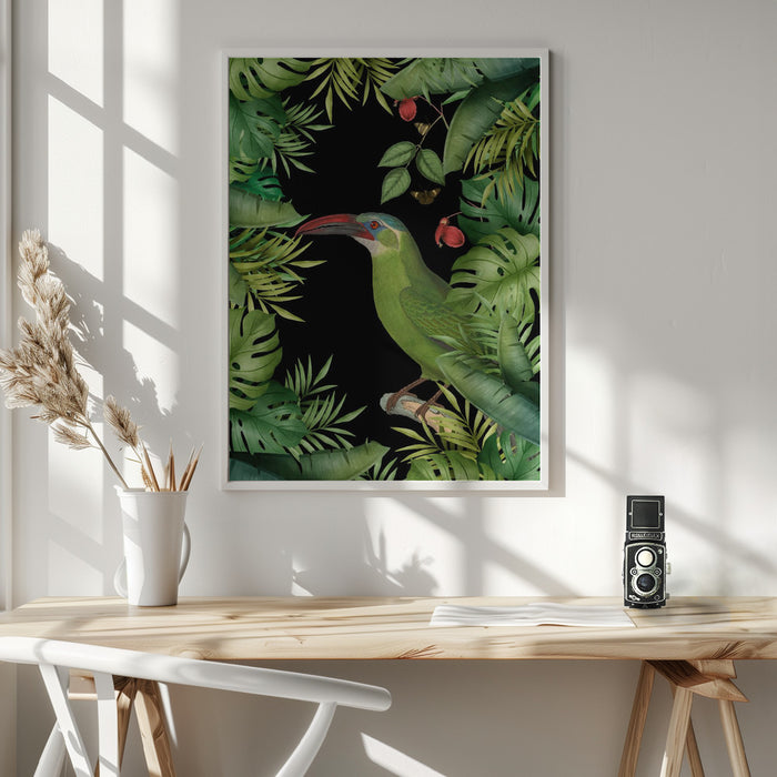 Jungle With Green Toucan Framed Art Modern Wall Decor