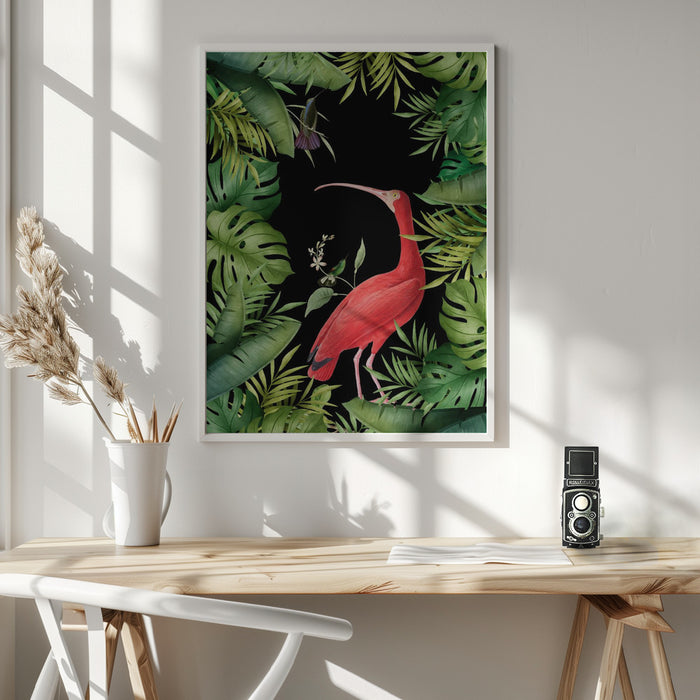 Jungle With Heron Framed Art Wall Decor