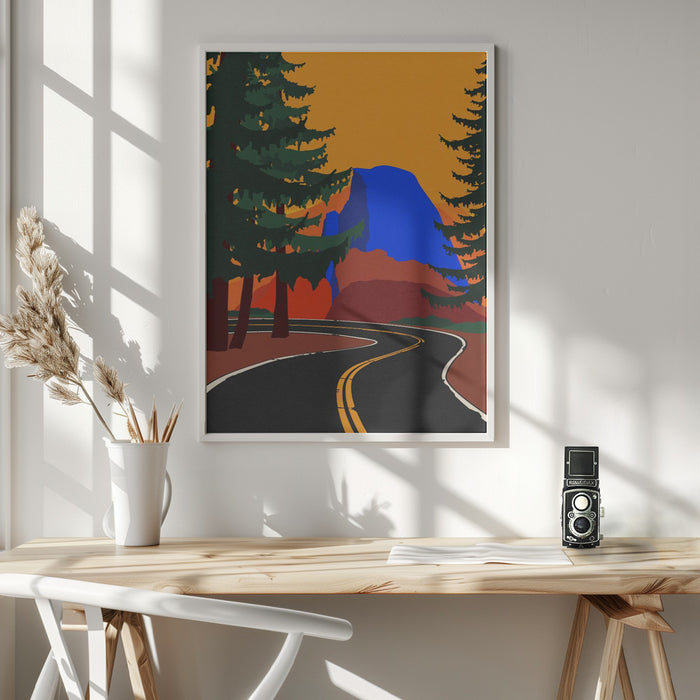 Clacier Road With Half Dome Framed Art Modern Wall Decor