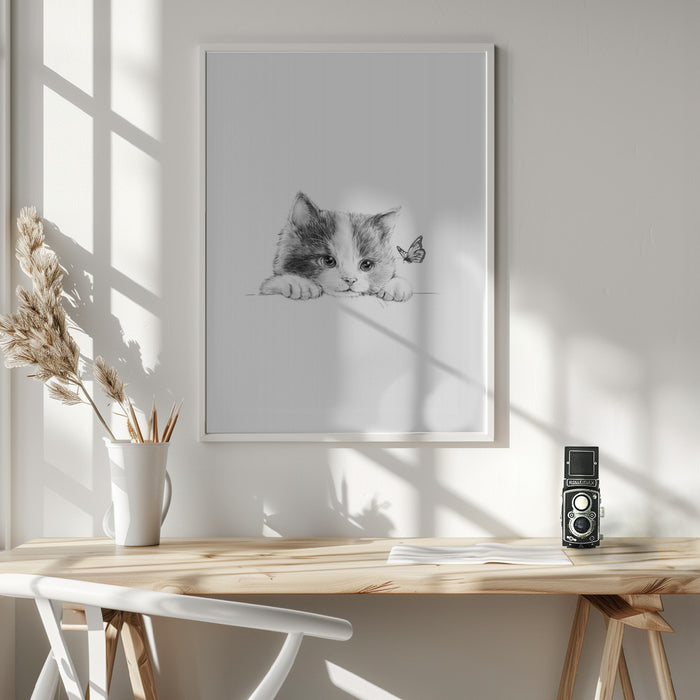 Black Cat Framed Art Modern Wall Decor