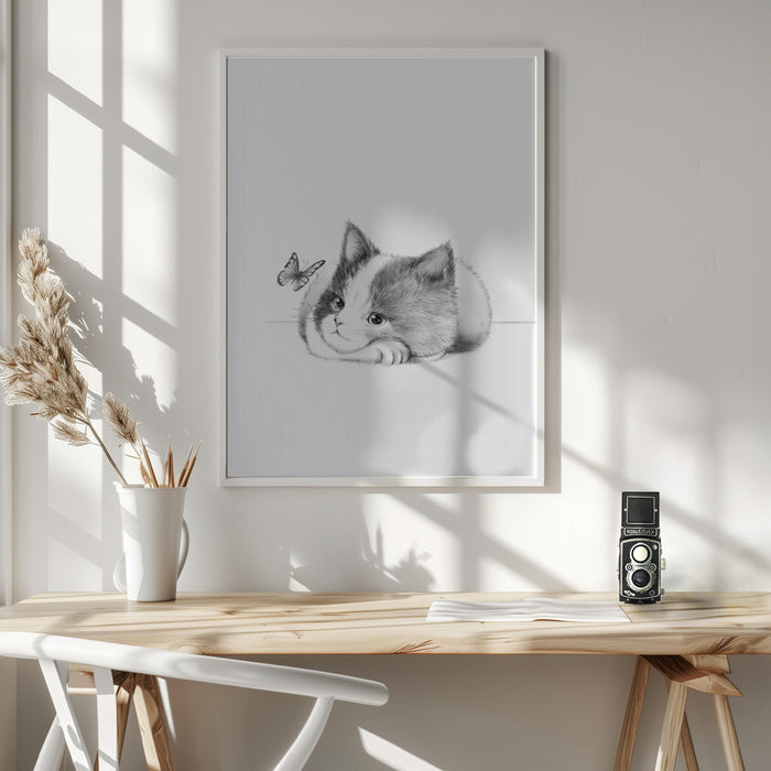 Black Cat Framed Art Modern Wall Decor