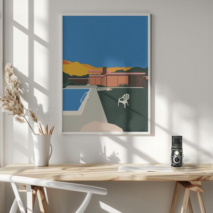 Kaufmann Desert House Poolside Framed Art Modern Wall Decor