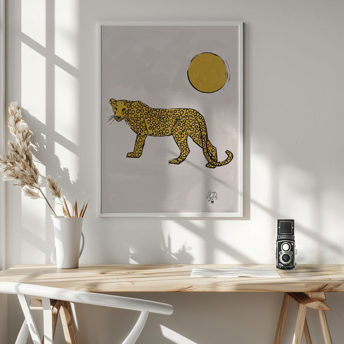 Leopard and Sun   Erum Khalili.png Framed Art Modern Wall Decor