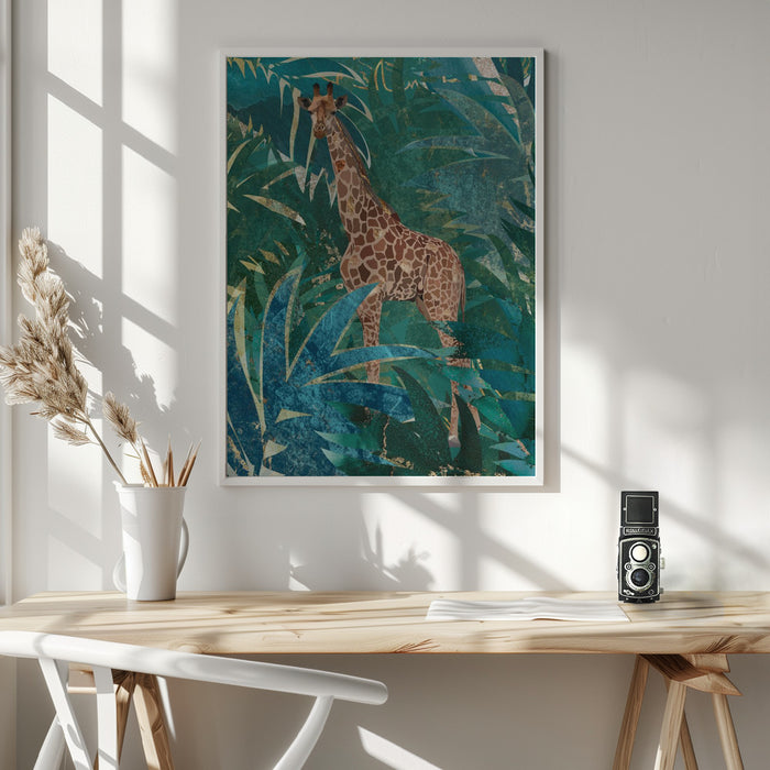 Giraffe in the jungle Framed Art Modern Wall Decor