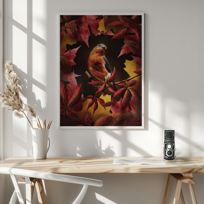 Bird Autumn Framed Art Modern Wall Decor