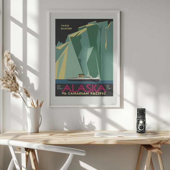 Alaska Via Canadian Pacific. Taku Glacier Framed Art Modern Wall Decor