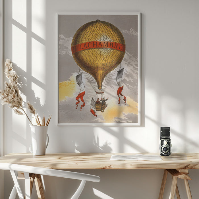 Balloon Labeled With Two Men Riding In the Basket 1880 Framed Art Wall Decor