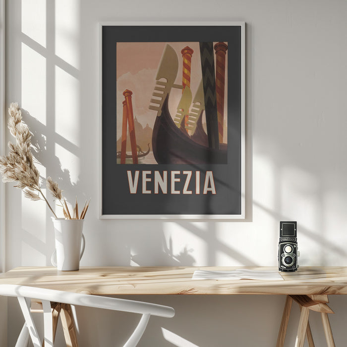 Venezia Poster Dark Framed Art Modern Wall Decor