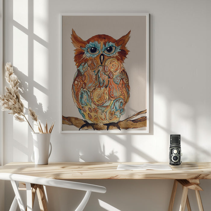 Wise Owl 2 Framed Art Modern Wall Decor