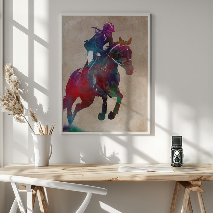 Horse Rider Framed Art Modern Wall Decor