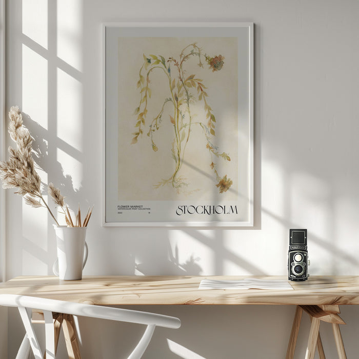 Watercolor print collection. Flower market - Stockholm Framed Art Modern Wall Decor