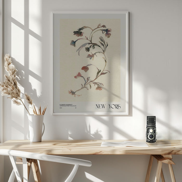 Watercolor print collection. Flower market - New York Framed Art Modern Wall Decor