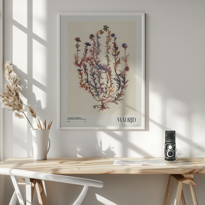 Watercolor print collection. Flower market - Madrid Framed Art Modern Wall Decor