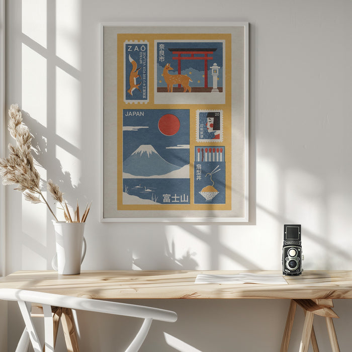 Japanese Ephemera Framed Art Modern Wall Decor