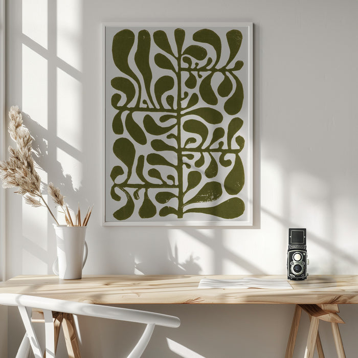 Linocut Plant #1 Framed Art Wall Decor