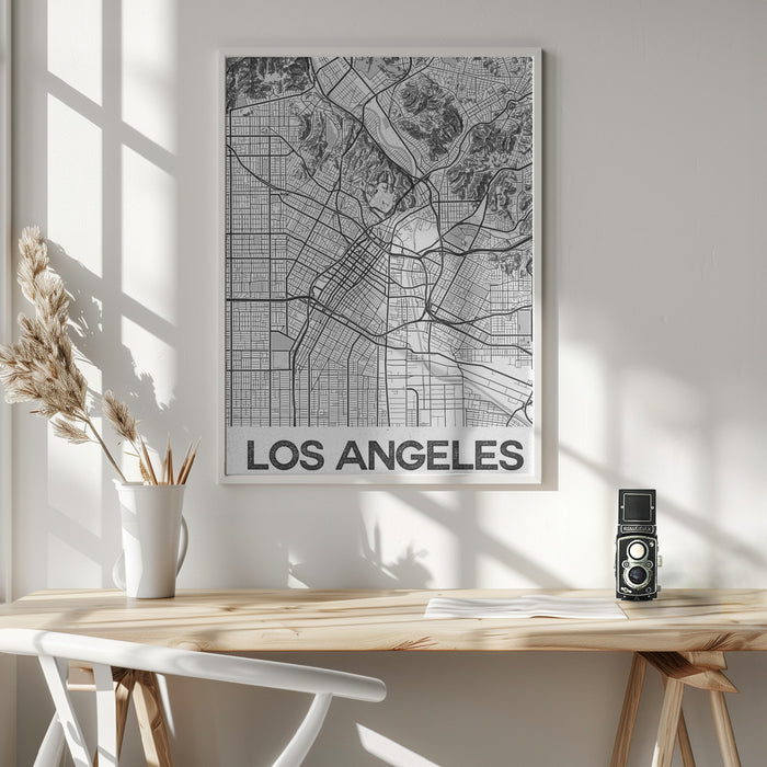 Los Angeles White Framed Art Modern Wall Decor