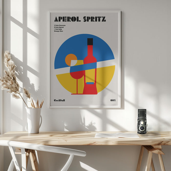 Aperol Spritz Cocktail Bauhaus Art Print Framed Art Modern Wall Decor