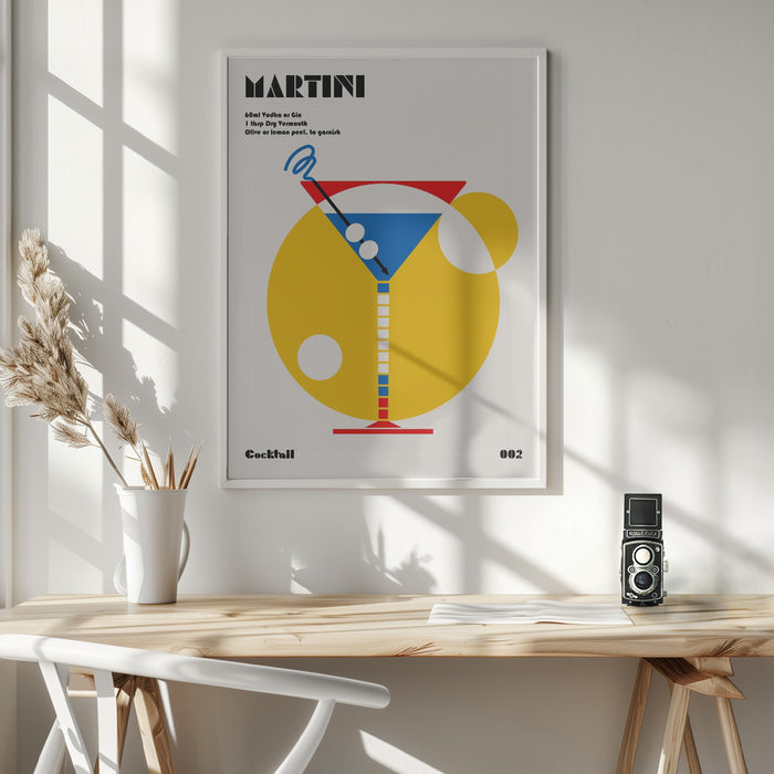 Martini Bauhaus Cocktail Framed Art Modern Wall Decor