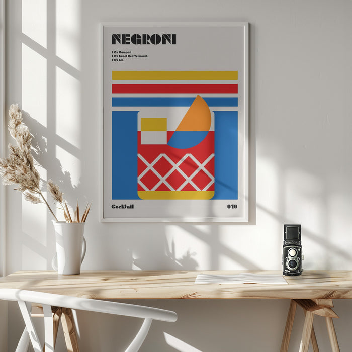 Negroni Bauhaus Cocktail Framed Art Modern Wall Decor