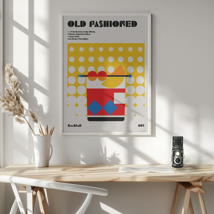 Old Fashioned Bauhaus Cocktail Framed Art Modern Wall Decor