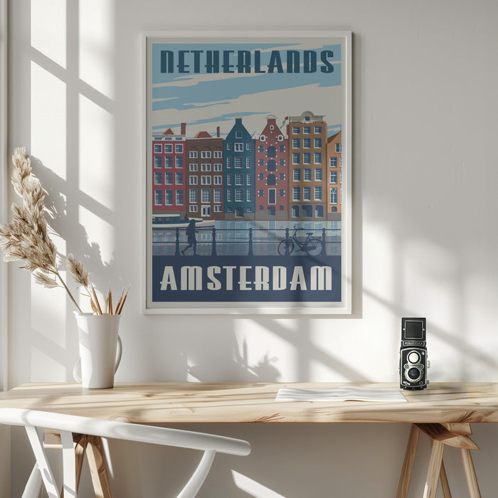 Amsterdam Travel Print Framed Art Modern Wall Decor