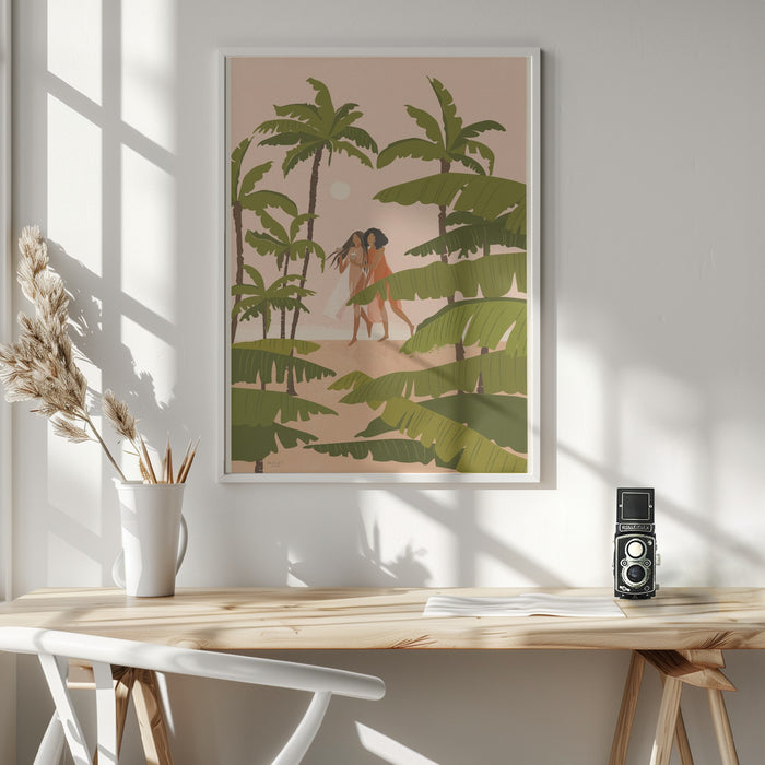 Tropical Paradise Framed Art Modern Wall Decor