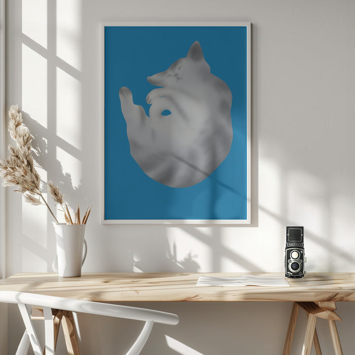 Silver cat portrait Framed Art Wall Decor